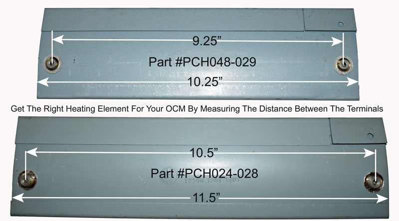 Measure the distance between the terminals on the heating elements